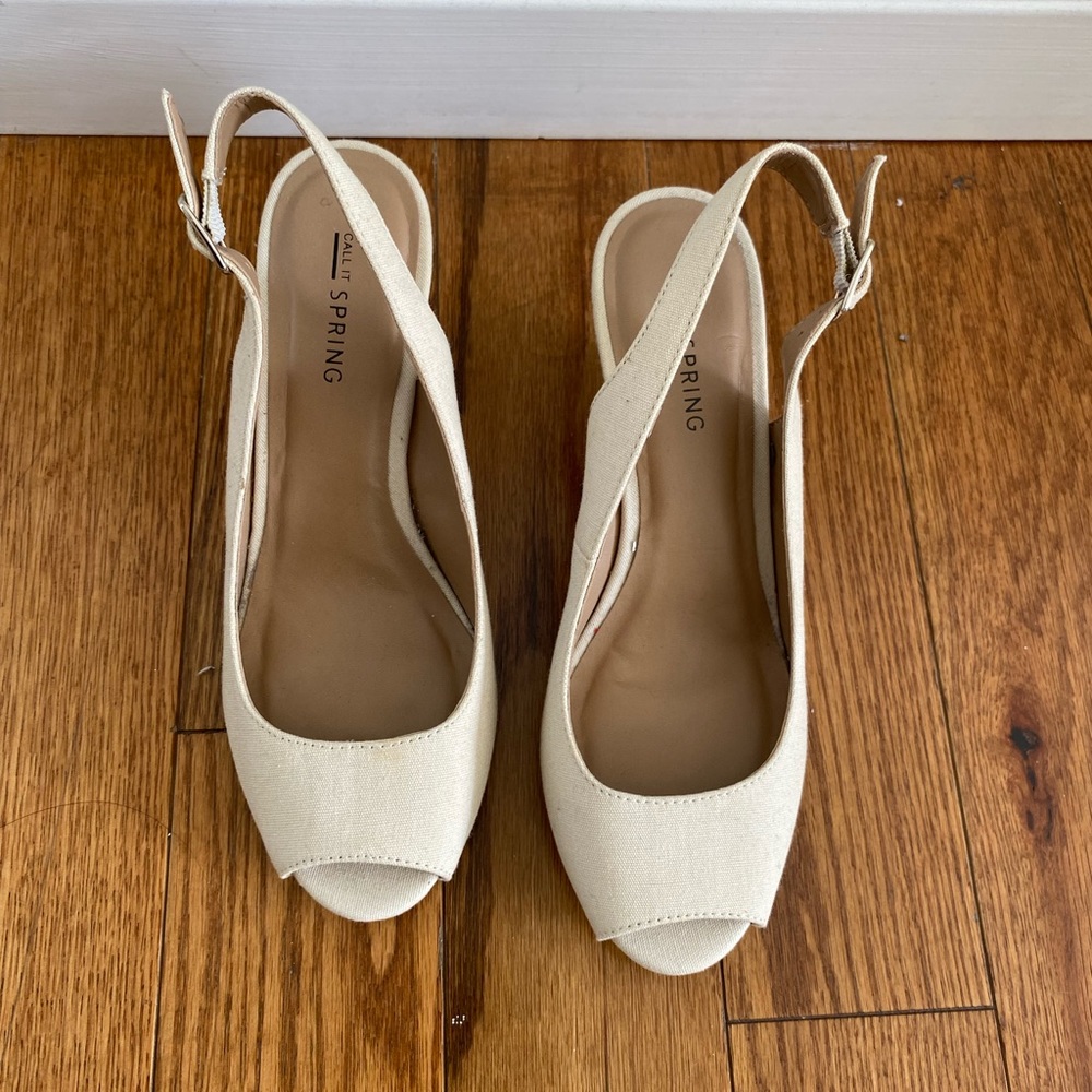 CALL IT SPRING Open Toe Beige Wedge